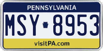 PA license plate MSY8953