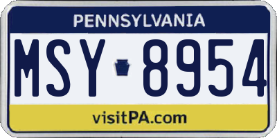 PA license plate MSY8954