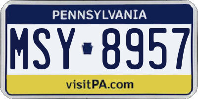PA license plate MSY8957