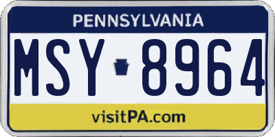 PA license plate MSY8964