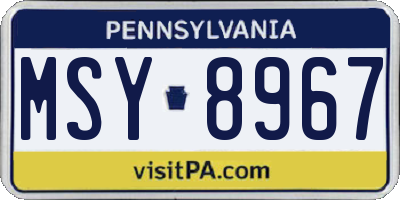 PA license plate MSY8967