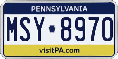 PA license plate MSY8970