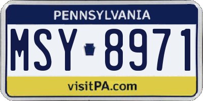 PA license plate MSY8971