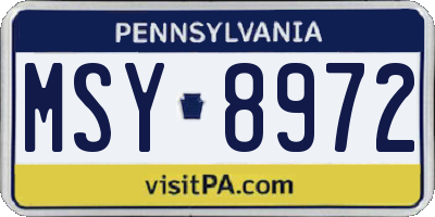 PA license plate MSY8972