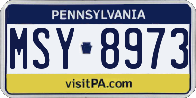PA license plate MSY8973