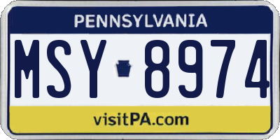 PA license plate MSY8974