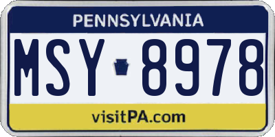 PA license plate MSY8978