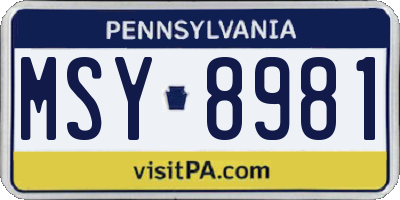 PA license plate MSY8981