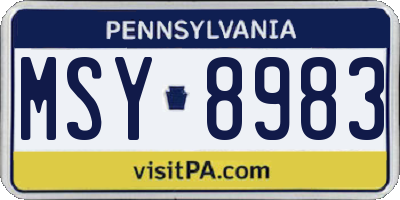 PA license plate MSY8983