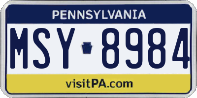 PA license plate MSY8984