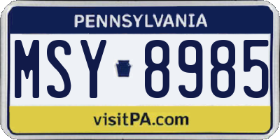 PA license plate MSY8985