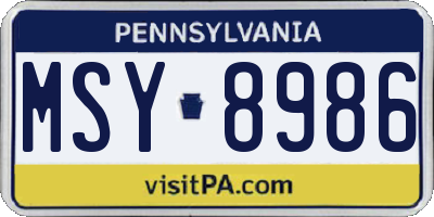 PA license plate MSY8986