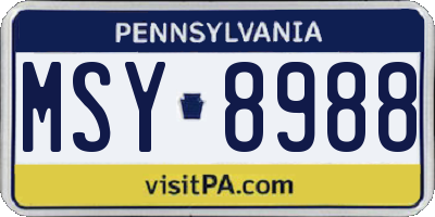 PA license plate MSY8988