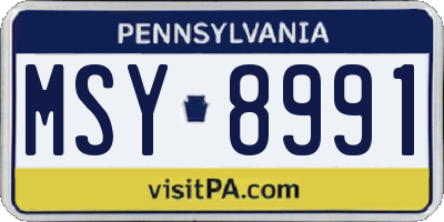 PA license plate MSY8991