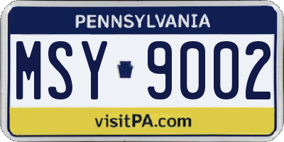 PA license plate MSY9002