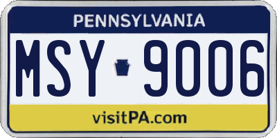 PA license plate MSY9006