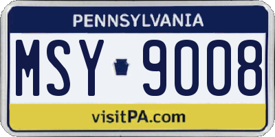 PA license plate MSY9008