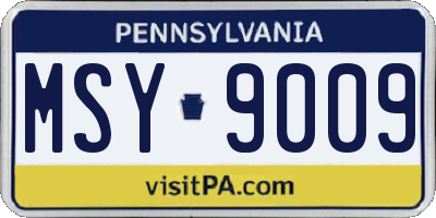PA license plate MSY9009