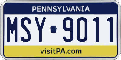 PA license plate MSY9011