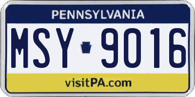 PA license plate MSY9016