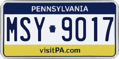 PA license plate MSY9017