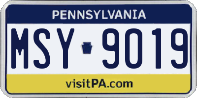 PA license plate MSY9019