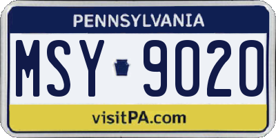 PA license plate MSY9020