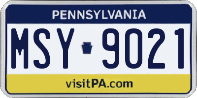 PA license plate MSY9021