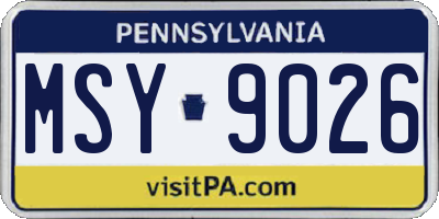 PA license plate MSY9026