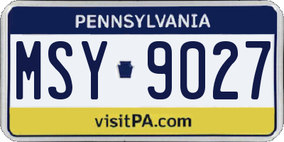 PA license plate MSY9027