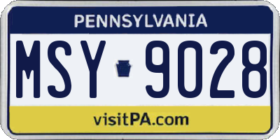 PA license plate MSY9028