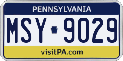 PA license plate MSY9029