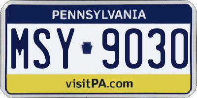 PA license plate MSY9030