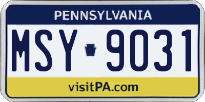 PA license plate MSY9031