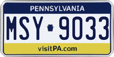 PA license plate MSY9033
