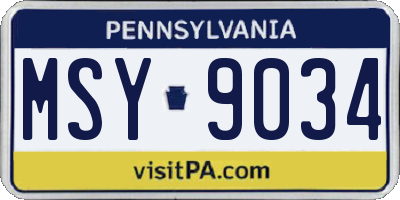 PA license plate MSY9034