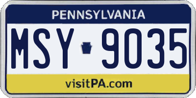 PA license plate MSY9035