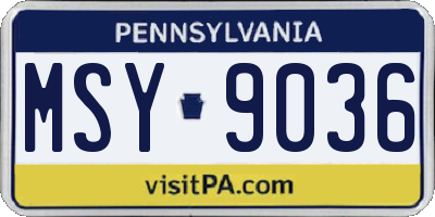 PA license plate MSY9036