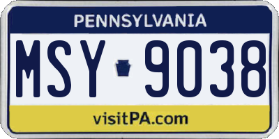 PA license plate MSY9038