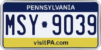 PA license plate MSY9039