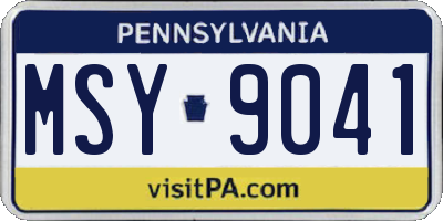 PA license plate MSY9041