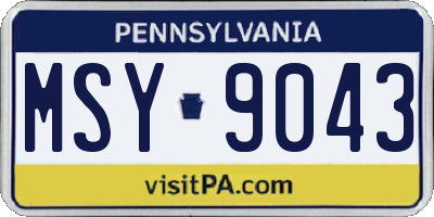 PA license plate MSY9043