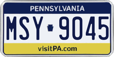PA license plate MSY9045