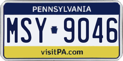PA license plate MSY9046