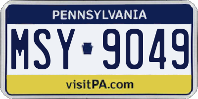 PA license plate MSY9049