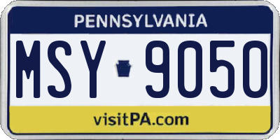 PA license plate MSY9050