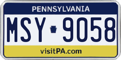 PA license plate MSY9058