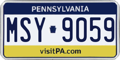 PA license plate MSY9059