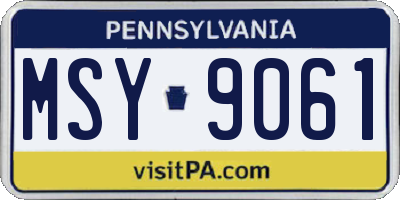 PA license plate MSY9061