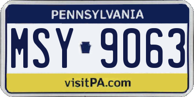 PA license plate MSY9063